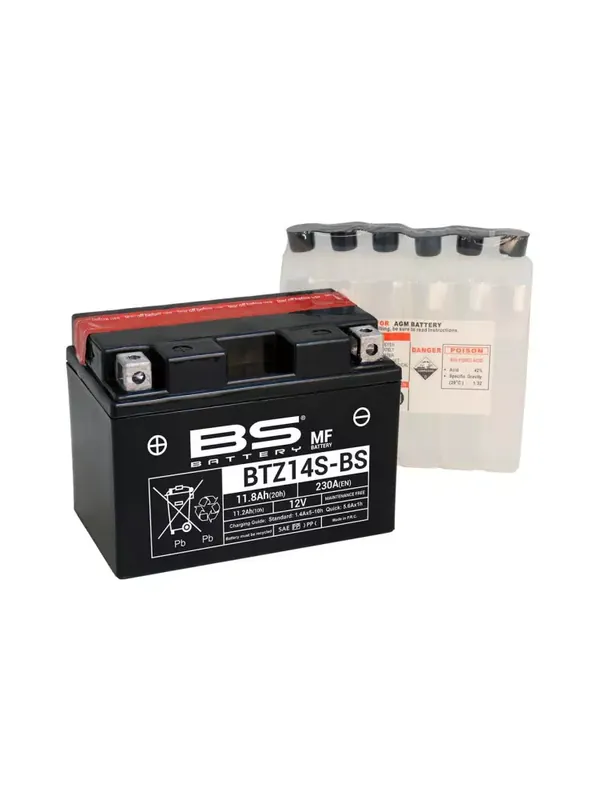 Vente Directe Batterie BS BATTERY BTZ14S-BS sans entretien livrée avec pack acide