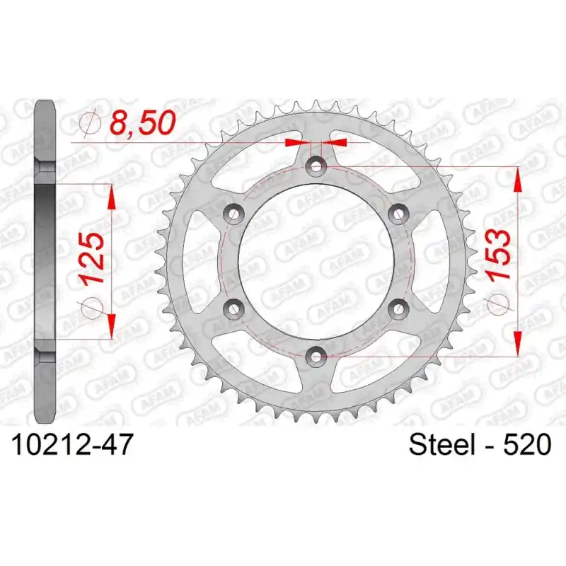 Petit Prix Couronne Acier 47 dents pour chaine 520