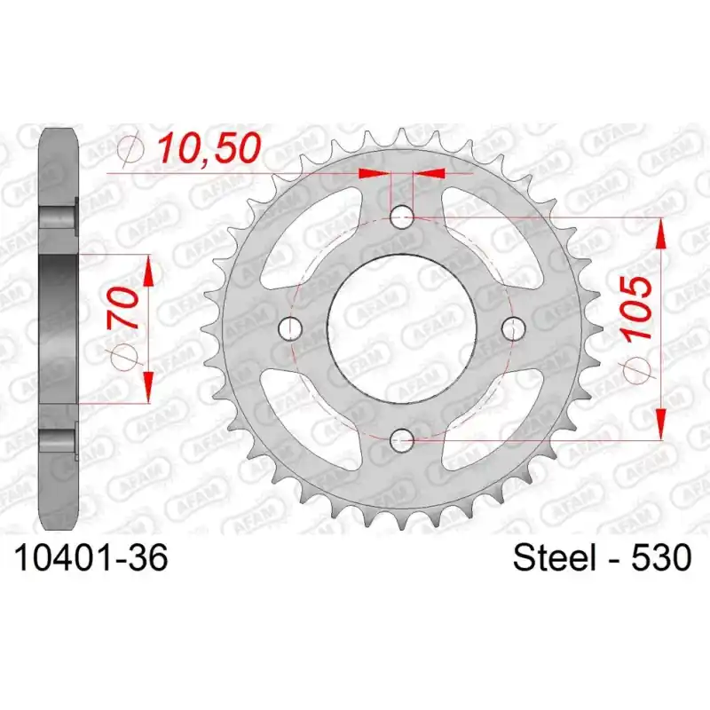Achat Immédiat Couronne Acier 36 dents pour chaine 530