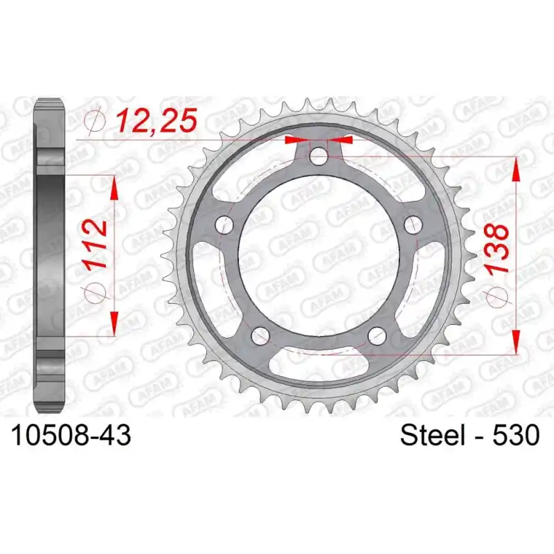 Nouvel Arrivage Couronne Acier 43 dents pour chaine 530