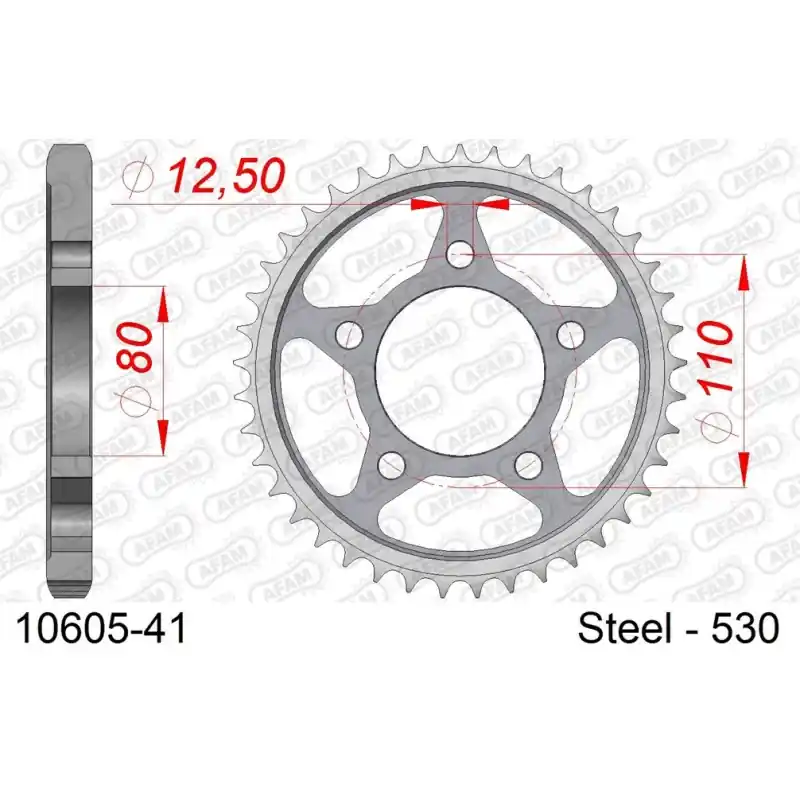 Couronne Acier 41 dents pour chaine 530 Acheter Direct
