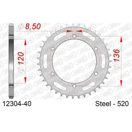 Vente Directe Couronne Acier 40 dents pour chaine 520 BRASIL