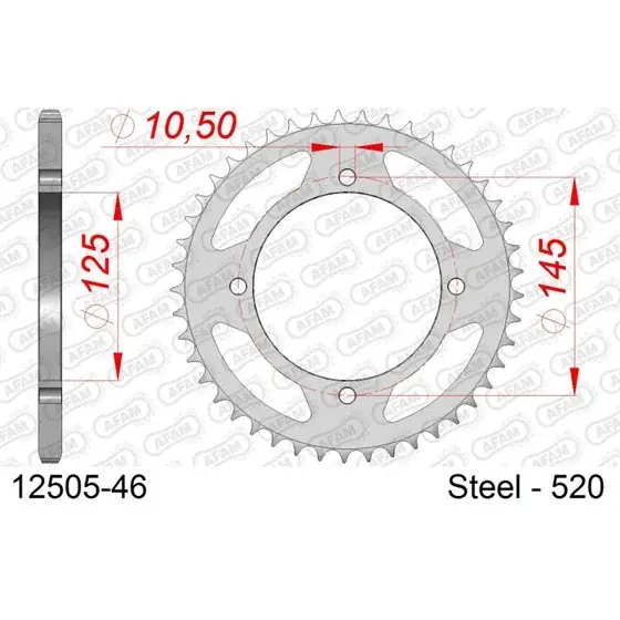Couronne Acier 46 dents pour chaine 520 Livraison Express