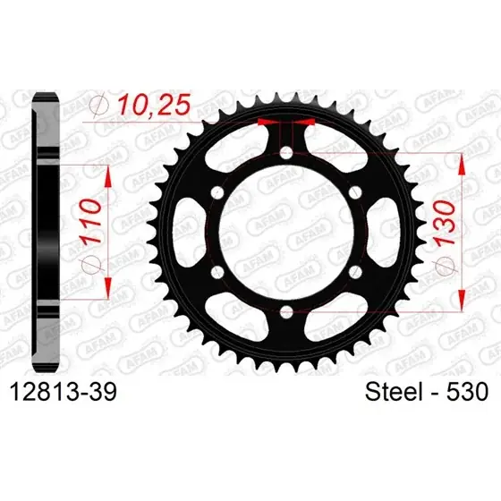 Achat Immédiat Couronne Acier 39 dents pour chaine 530