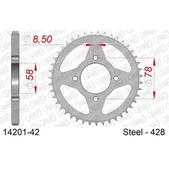 Usine Directe Couronne Acier 42 dents pour chaine 428