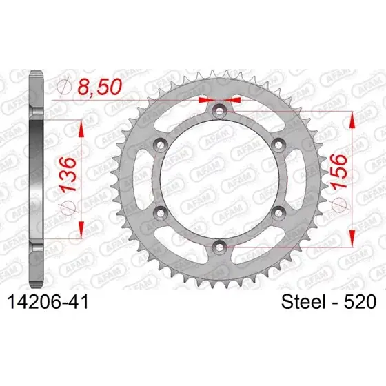 Couronne Acier 41 dents pour chaine 520 Remise