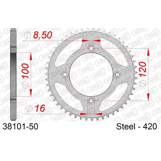 Commander Vite Couronne Acier 50 dents pour chaine 420