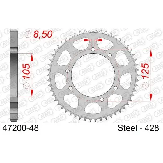 Achat Immédiat Couronne Acier 48 dents pour chaine 428
