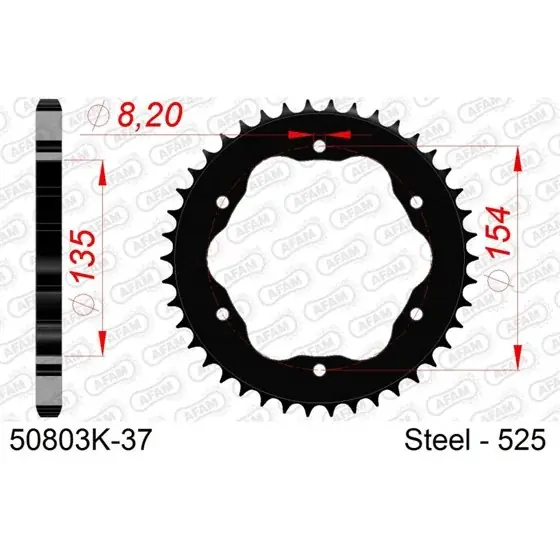 Vente Directe Couronne Acier 37 dents pour chaine 525 NOIR
