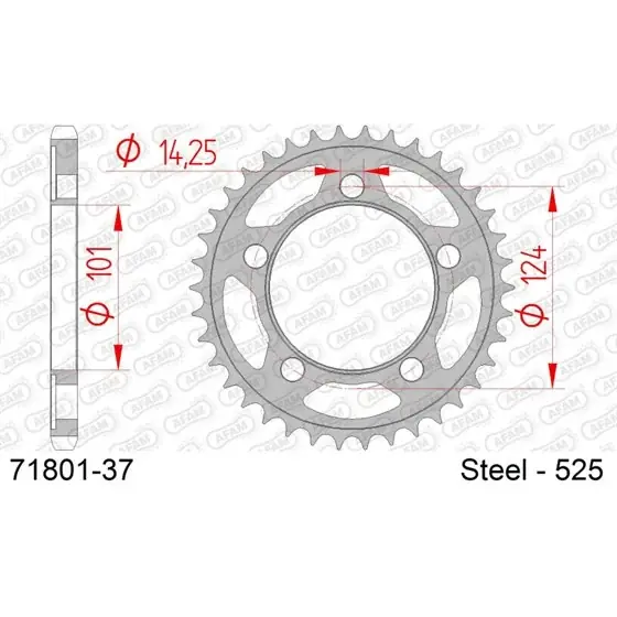 Authentique Couronne Acier 37 dents pour chaine 525