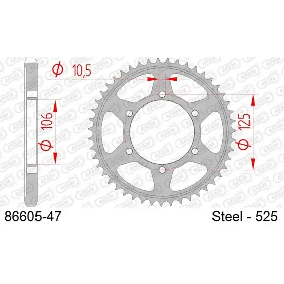 Achat Immédiat Couronne Acier 47 dents pour chaine 525