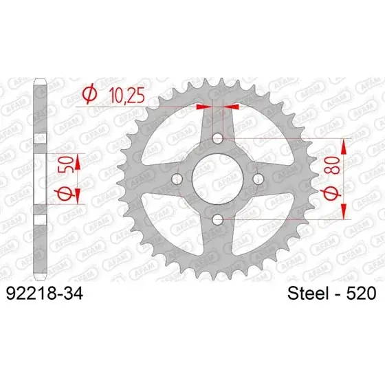 Authentique Couronne Acier 34 dents pour chaine 520