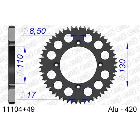 Super Prix Couronne En Alu 49 dents pour chaine 420 S/C