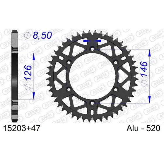 Authentique Couronne En Alu 47 dents pour chaine 520 S/C