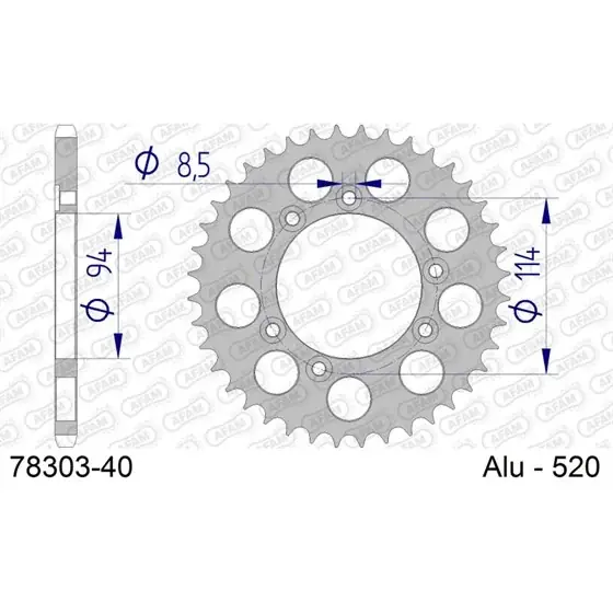 Authentique Couronne En Alu 40 dents pour chaine 520