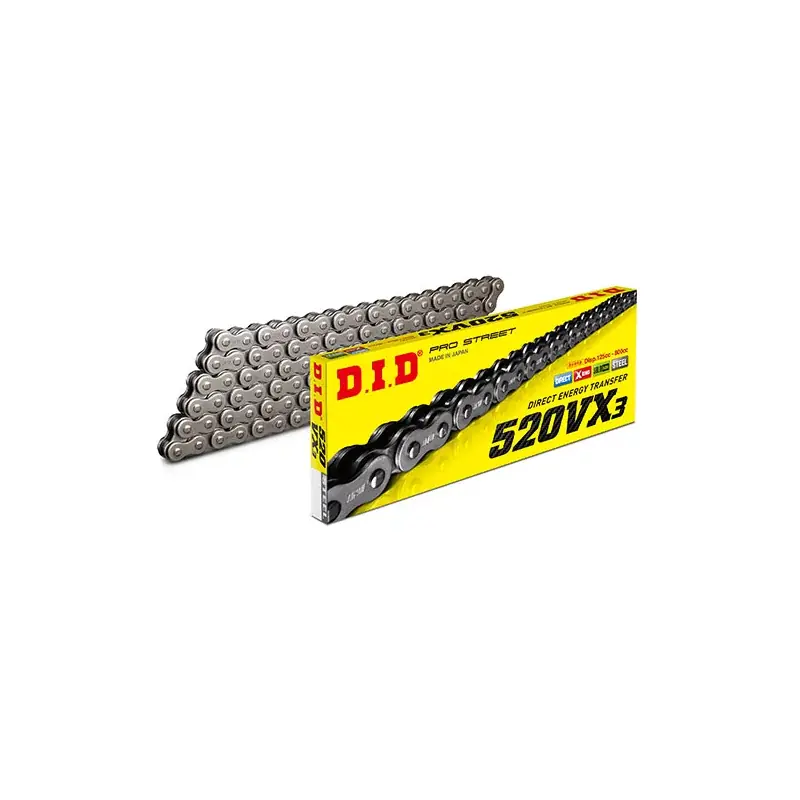 Chaine DID 520VX3 X-Ring Renforcée Pas de 520 – Couleur Acier Soldes