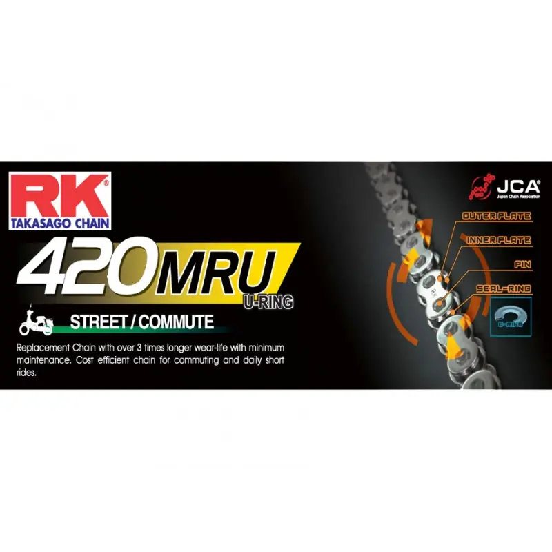 Prix Bas Chaine RK 420MRU U'Ring Renforcée Pas de 420 – Couleur Acier