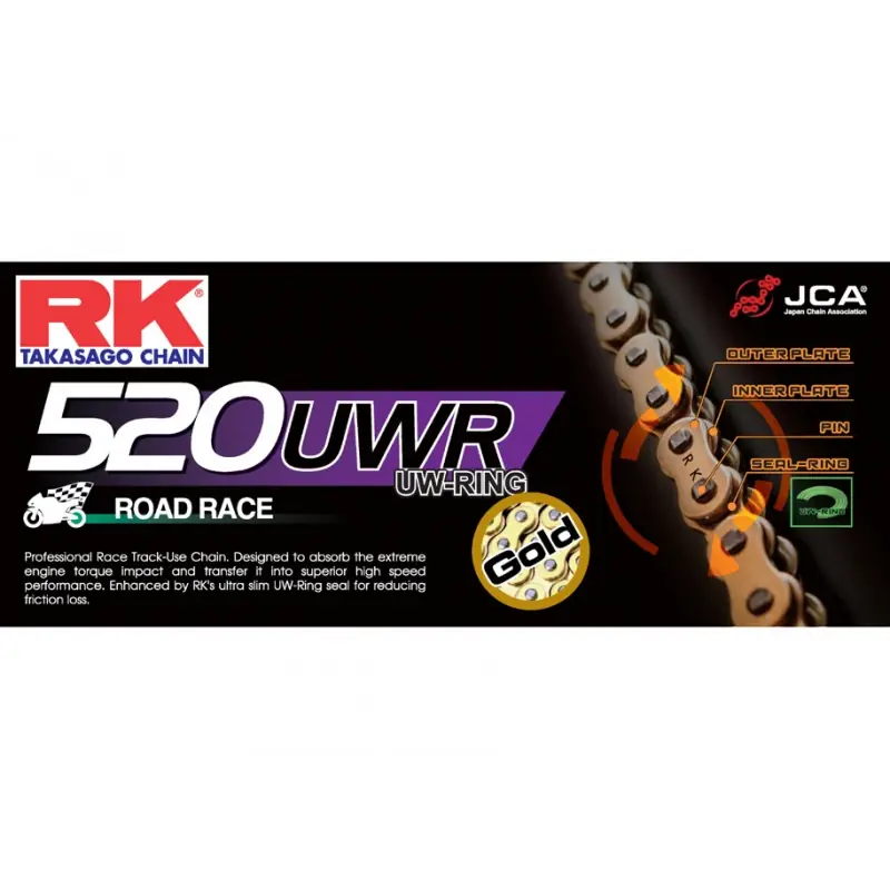 Chaine RK GB520UWR UW'Ring Racing Route Ultra Renforcée Pas de 520 – Couleur Gold Meilleur Prix