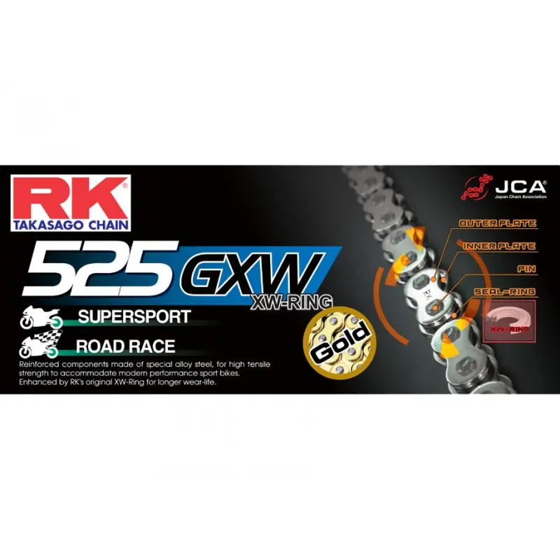 Dernière Chance Chaine RK GB525GXW XW'Ring Ultra Renforcée Pas de 525 – Couleur Gold