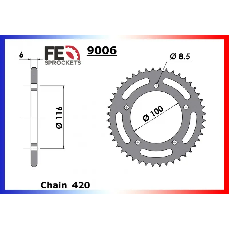 Couronne Acier 48 dents pour chaine 420 – France Equipement 0902.9006.48 Paiement Sécurisé