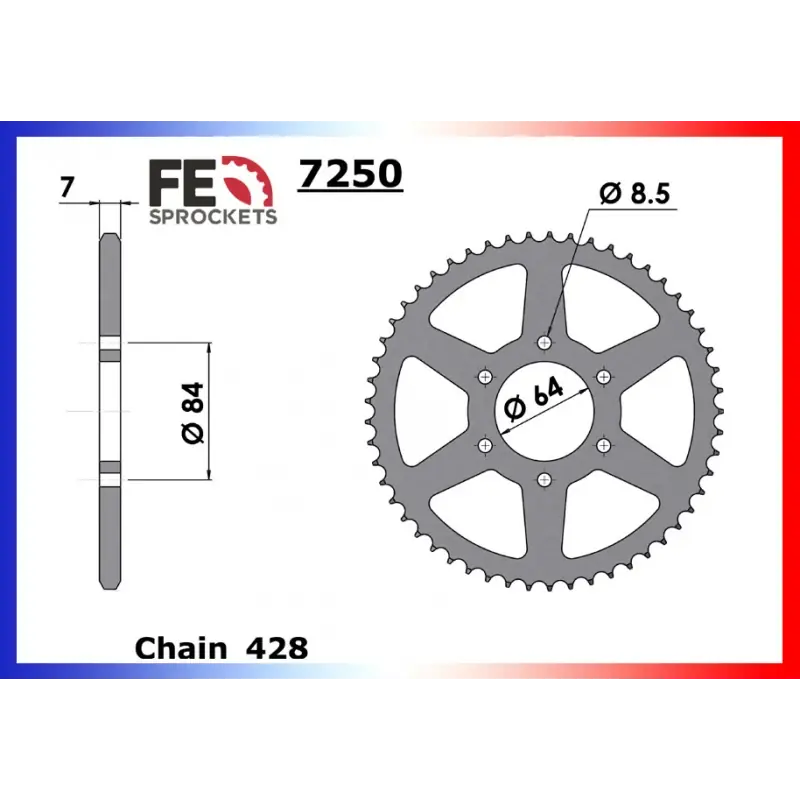 Vente Directe Couronne Acier 47 dents pour chaine 428 – France Equipement 1006.7250.47