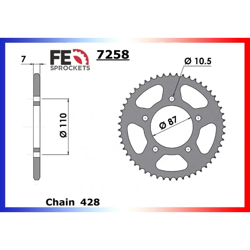 Top Vente Couronne Acier 51 dents pour chaine 428 – France Equipement 1023.7258.51