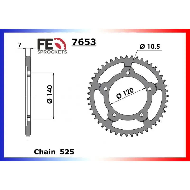 Vente Directe Couronne Acier 44 dents pour chaine 525 – France Equipement 1905.7653.44