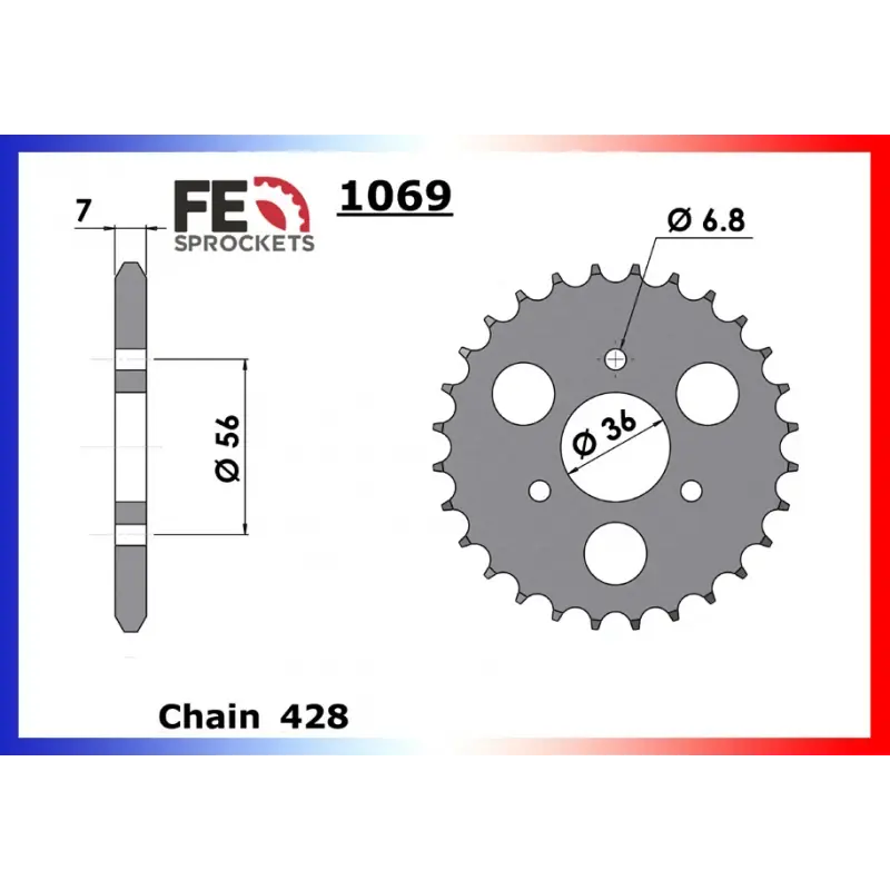 Authentique Couronne Acier 35 dents pour chaine 428 – France Equipement 2408.1069.35