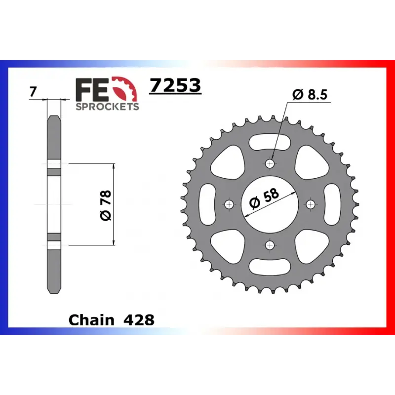 Couronne Acier 47 dents pour chaine – France Equipement 2431.7253.47 Prix Réduit