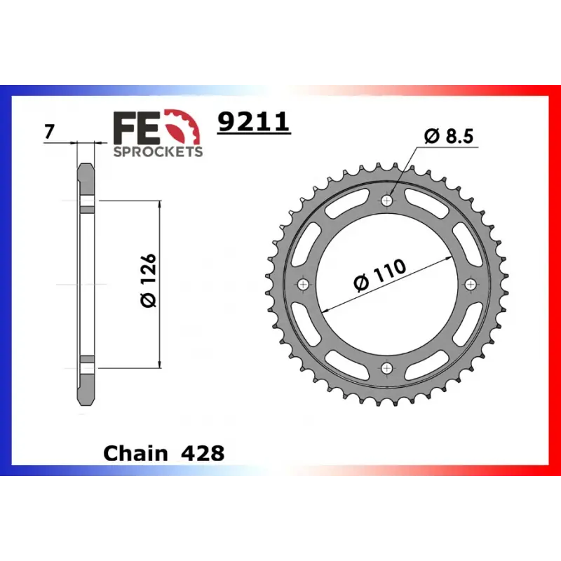 Prix Choc Couronne Acier 44 dents pour chaine 428 – France Equipement 2912.9211.44