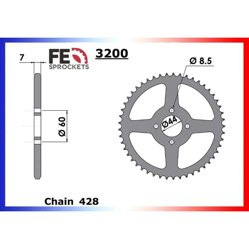 Achetez Aujourd&rsquo;hui Couronne Acier 43 dents pour chaine 428 – France Equipement 2915.3200.43