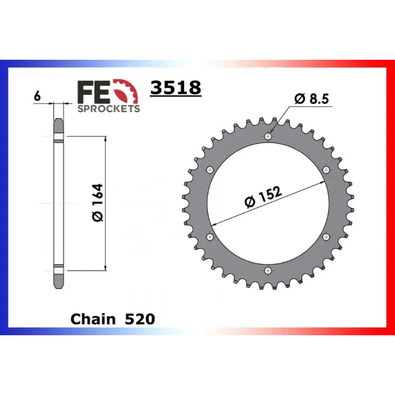 Soldes Couronne Acier 44 dents pour chaine – France Equipement 3640.3518.44