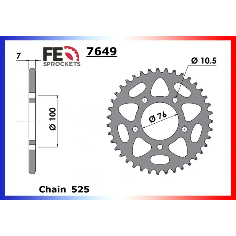 Achat Immédiat Couronne Acier 40 dents pour chaine 525 – France Equipement 3768.7649.40