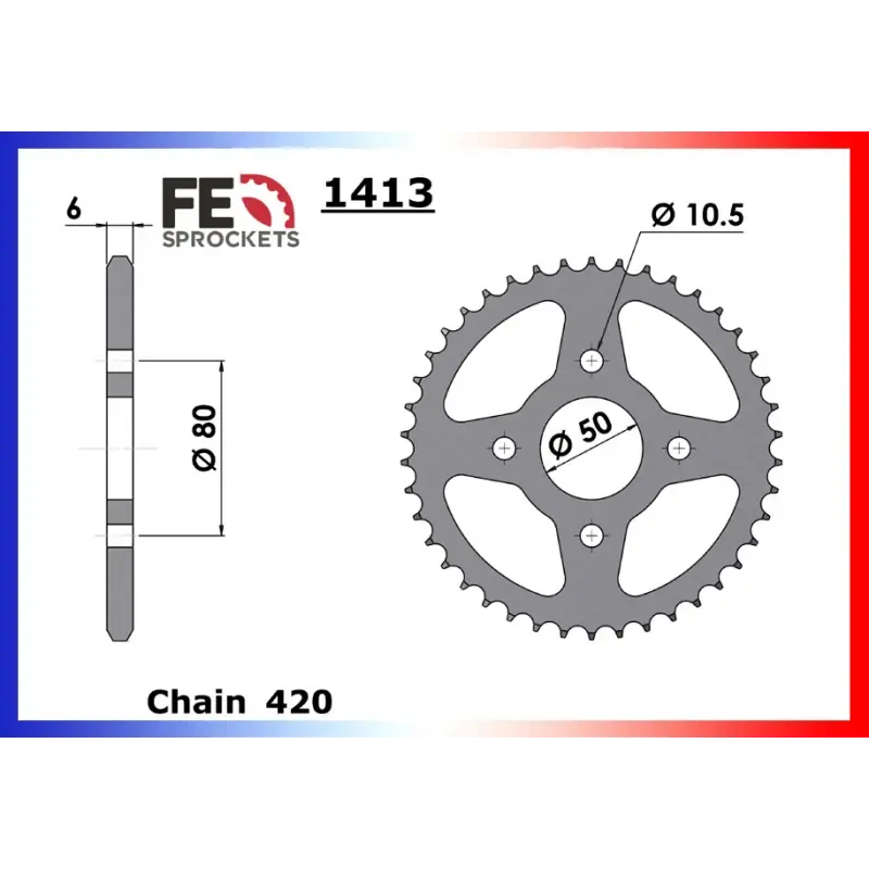 Vente Directe Couronne Acier 52 dents pour chaine 420 – France Equipement 5000.1413.52