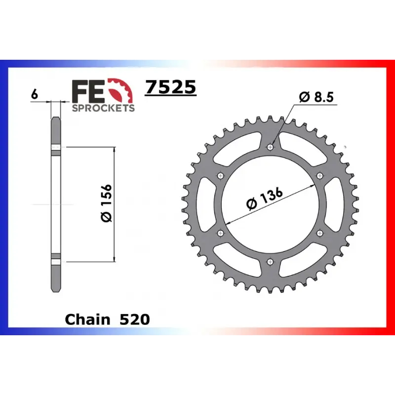 Bon Marché Couronne Acier 46 dents pour chaine 520 – France Equipement 5120.7525.46