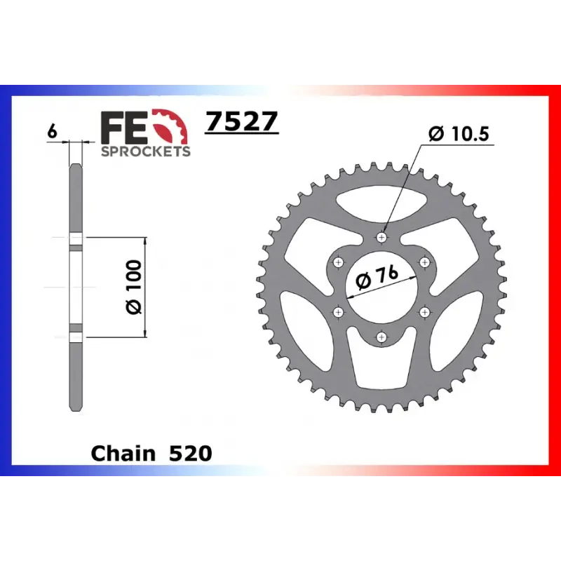 Authentique Couronne Acier 37 dents pour chaine 520 – France Equipement 7905.7527.37