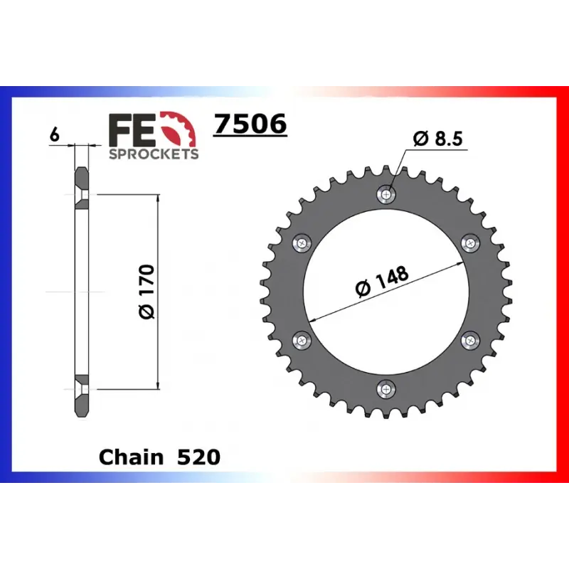 Acheter En Ligne Couronne Acier 46 dents pour chaine 520 – France Equipement 8707.7506.46