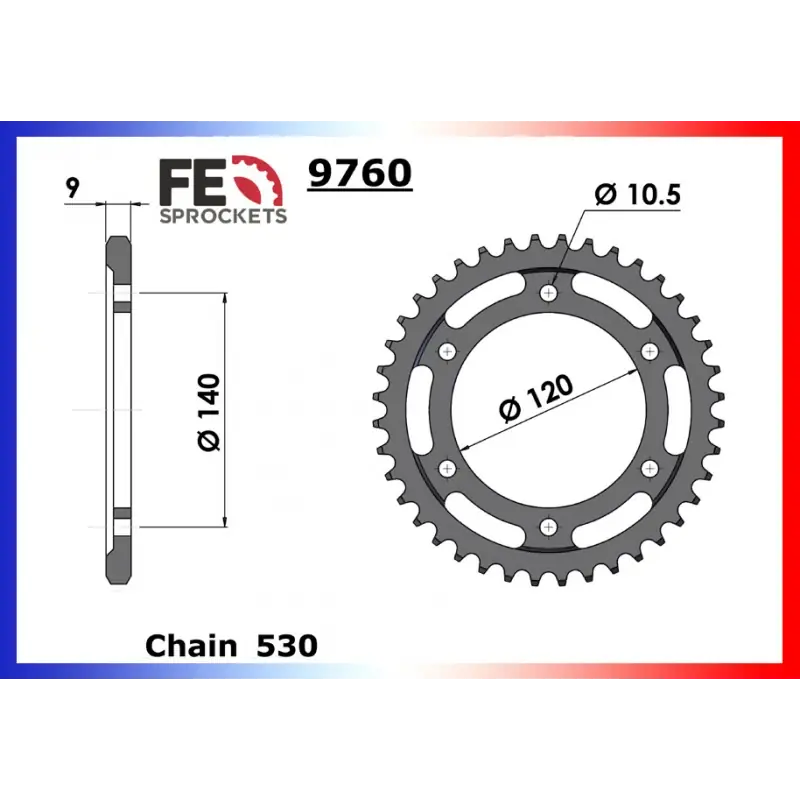 Vente Directe Couronne Acier 43 dents pour chaine 530 – France Equipement 9380.9760.43
