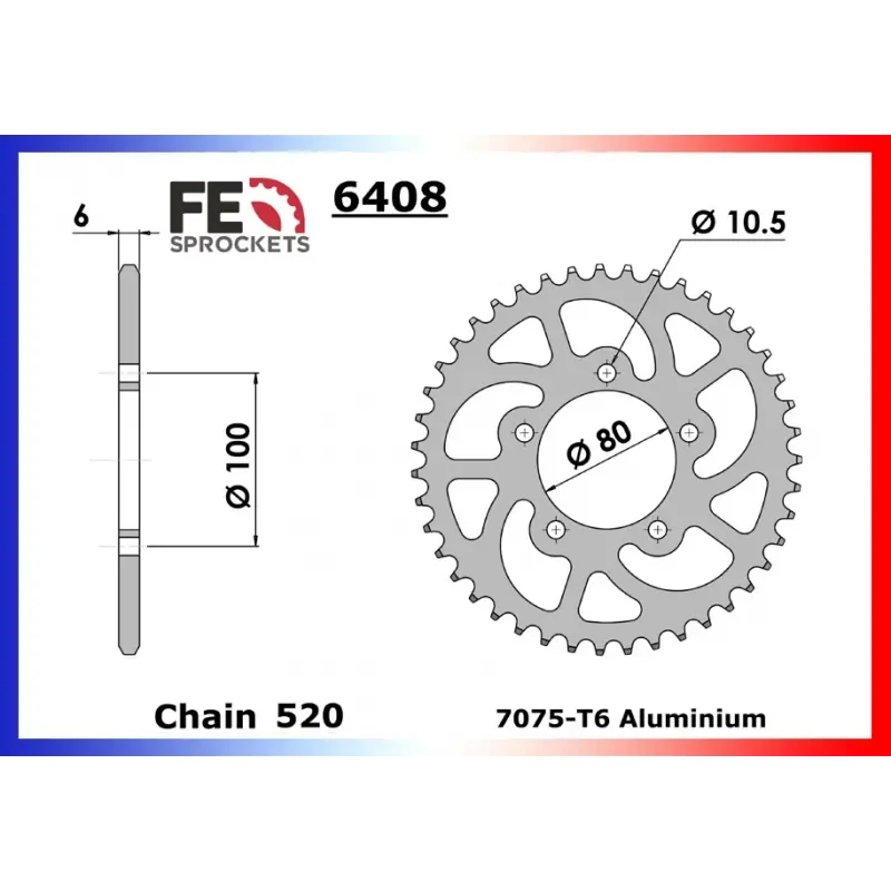 Achat Immédiat Couronne Alu 34 dents pour chaine 520 – France Equipement 1200.6408.34