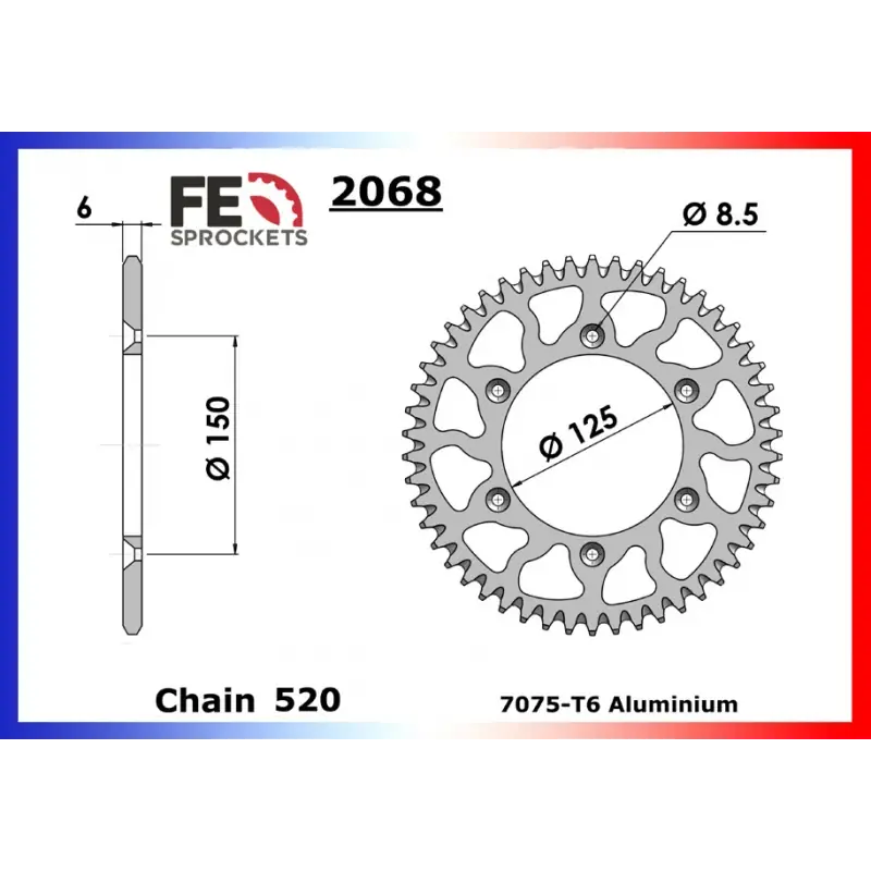 Offre Spéciale Couronne Alu 40 dents pour chaine 520 – France Equipement 4915.2068.401