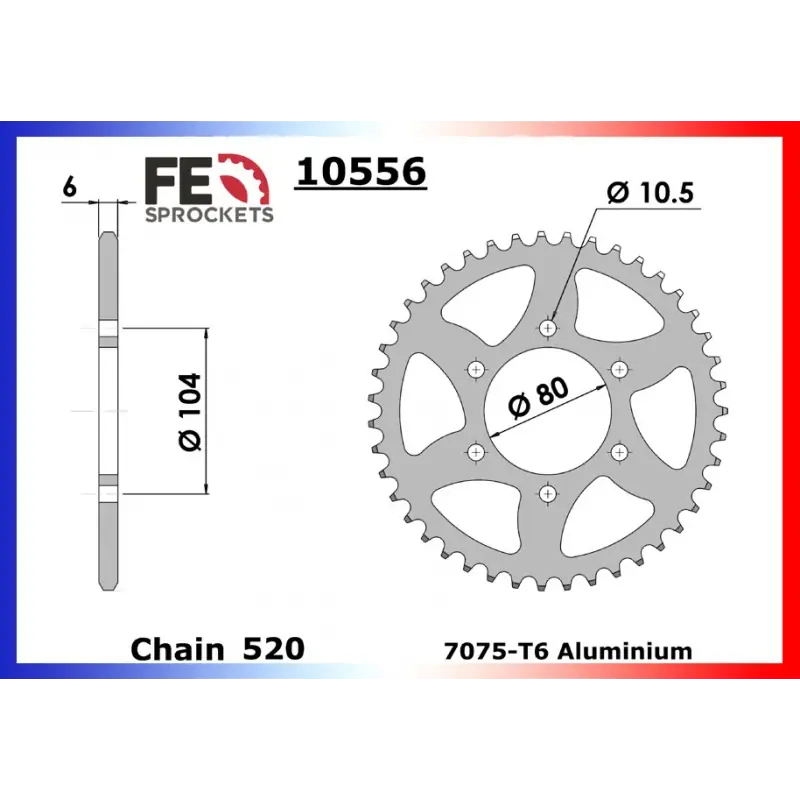 Couronne Alu 38 dents pour chaine 520 – France Equipement 8012.10556.381 Commande En Gros