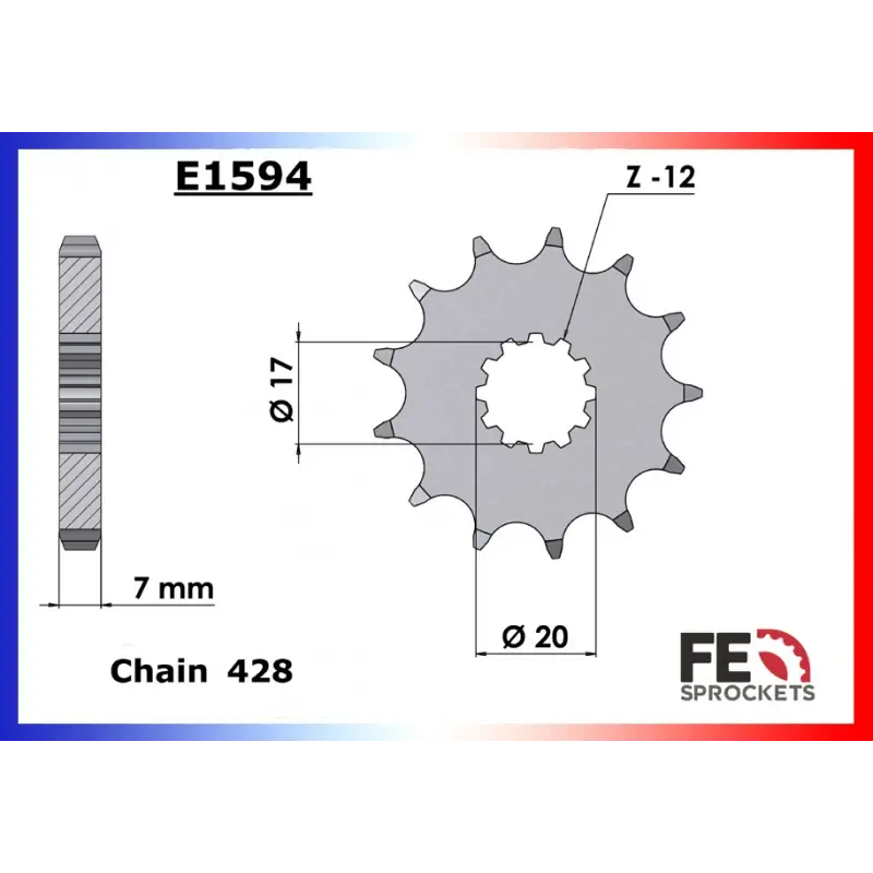 Pignon 13 dents pour chaine 428 – France Equipement 10450.E1594.13 Bon Marché