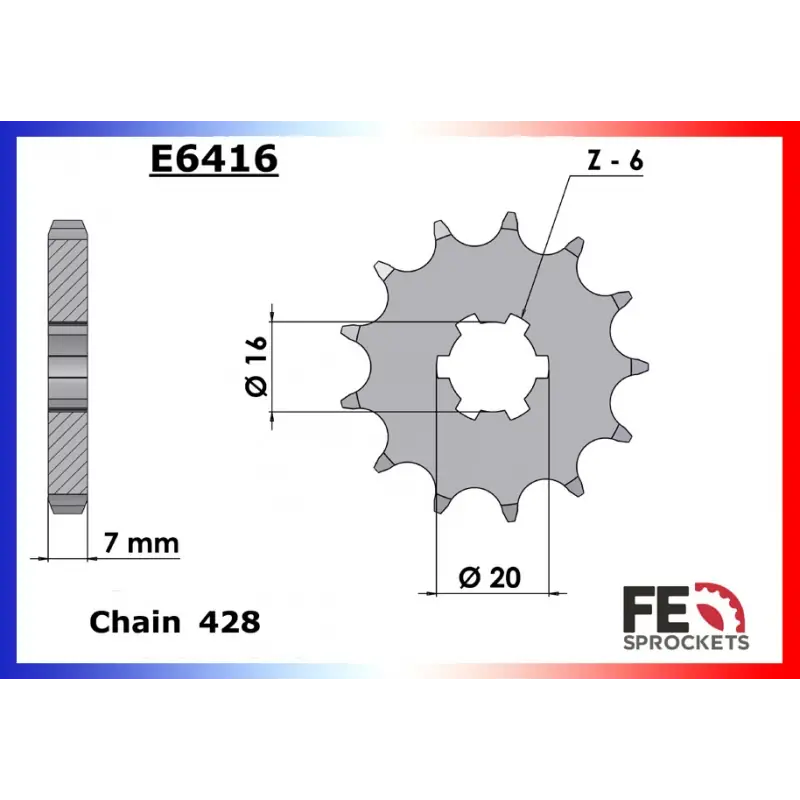 Super Prix Pignon 13 dents pour chaine 428 – France Equipement 1908.E416.13