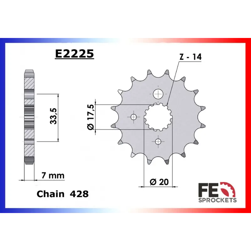 Super Prix Pignon 14 dents pour chaine 428 – France Equipement 3120.E2225.14
