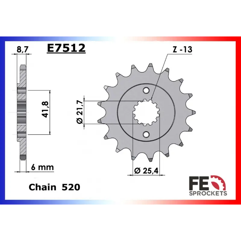 Usine Directe Pignon 16 dents pour chaine 520 – France Equipement 7688.E512.16