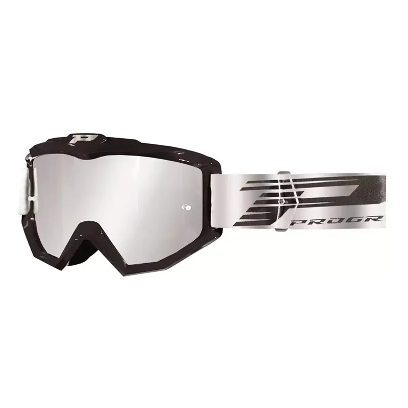 Masque / Lunettes Cross – PROGRIP 3201FL Atzaki Noir / Gris écran Miroir Paiement Sécurisé