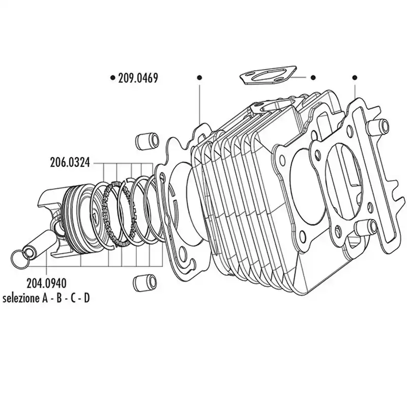 Joints Haut Moteur 80cc PIAGGIO New Fly VESPA LX 4T 4V – Polini Alu 49mm Réduction
