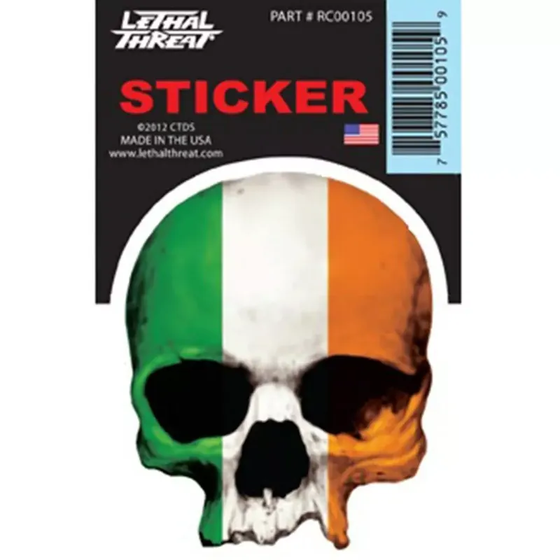Affaire À Saisir Autocollant / Sticker – LETHAL THREAT Mini Tete De Mort Drapeau Irlande 6 x 8cm