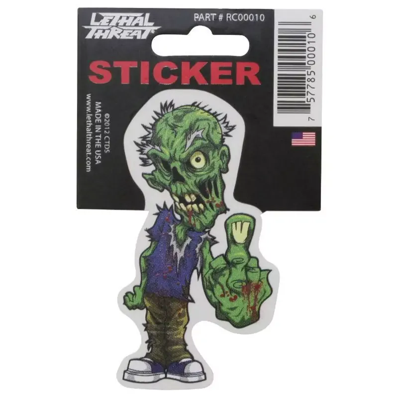 Autocollant / Sticker – LETHAL THREAT Mini Vilain Zombie Doigt 6 x 8cm Satisfait Ou Remboursé