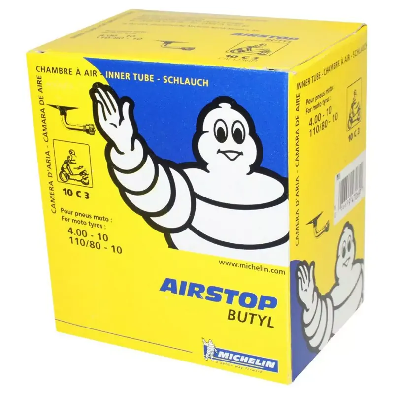 Promotion Chambre à Air 10 pouces 4.00×10 / 110/80-10 MICHELIN Valve Coudée 90 degrés